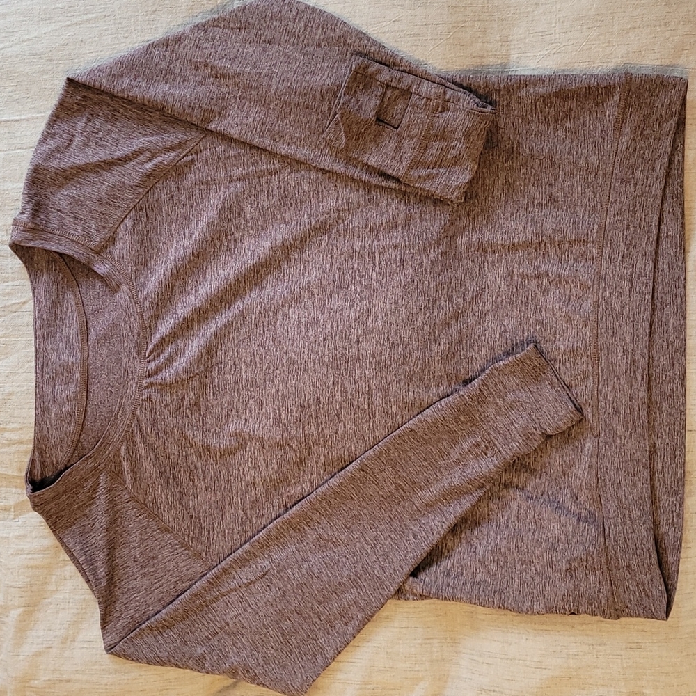 Oiselle Women's Heathered Mauve Long-Sleeve Pullover Top